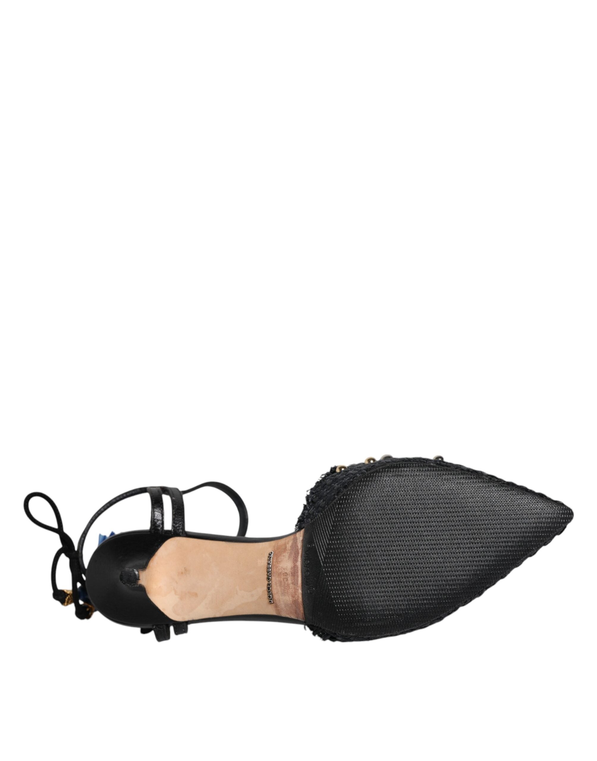 Sandales à talons Dolce & Gabbana Bellucci en forme d'ananas noir, avec design élégant et détails sophistiqués.