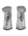 Bottes courtes pointues en argent iridescent de Dolce & Gabbana, style élégant et brillant, pour femmes.