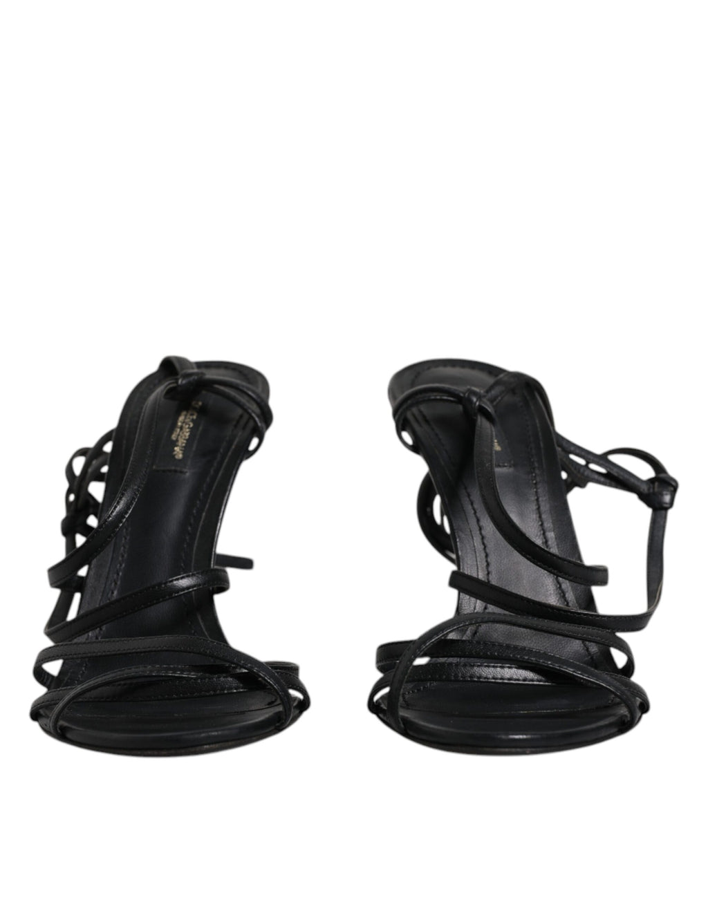 Sandales à talons noires Dolce & Gabbana Keira en cuir, élégantes chaussures à haute semelle pour femmes.