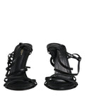 Sandales à talons noires Dolce & Gabbana Keira en cuir, élégantes chaussures à haute semelle pour femmes.