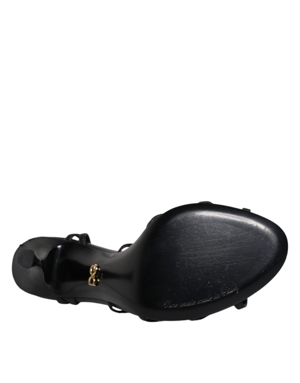 Sandales à talons en cuir noir Dolce & Gabbana Keira, chaussures élégantes avec bride et finition sophistiquée.