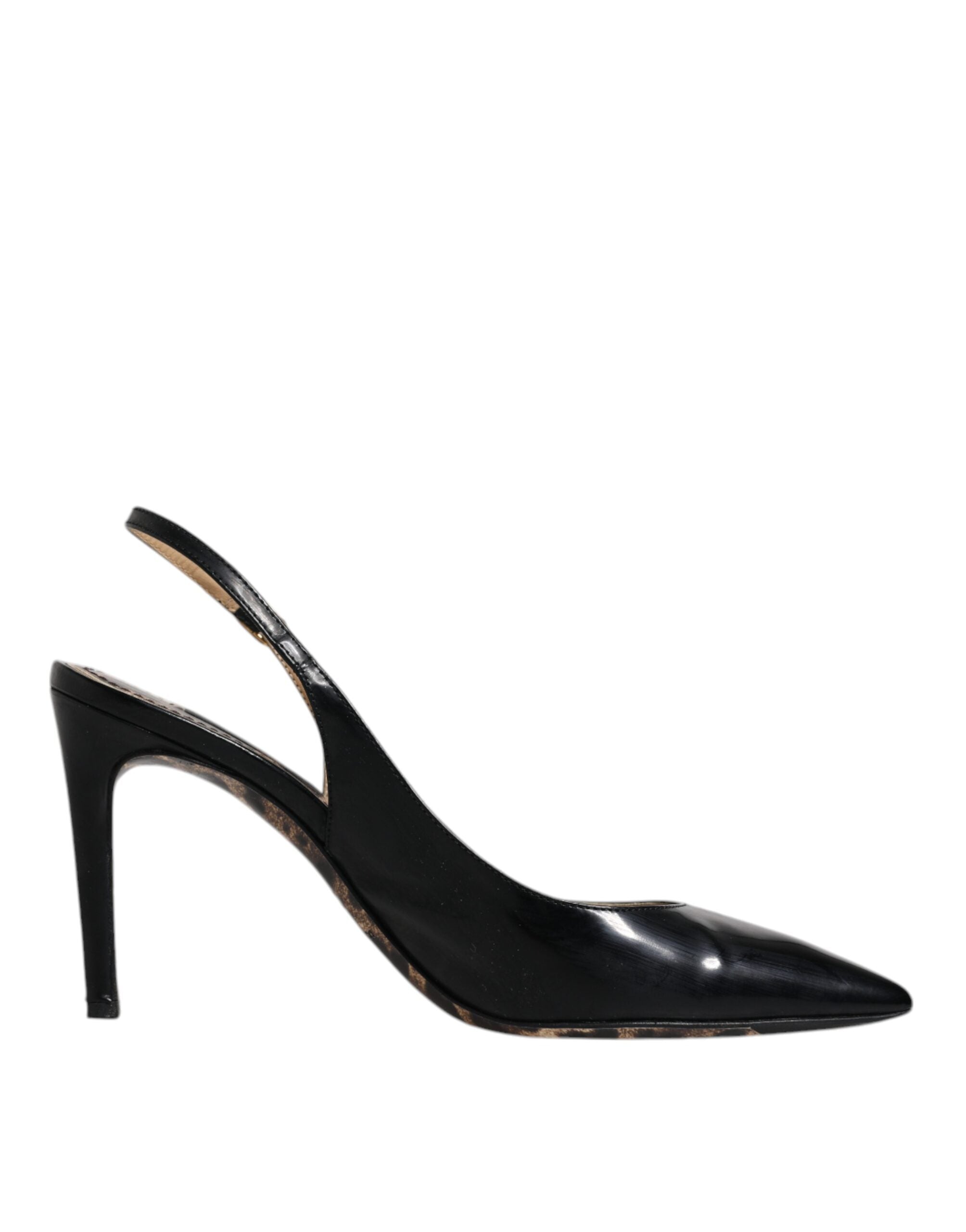 Chaussures à talons noires Dolce & Gabbana en cuir avec brides en slingback, élégantes et sophistiquées.