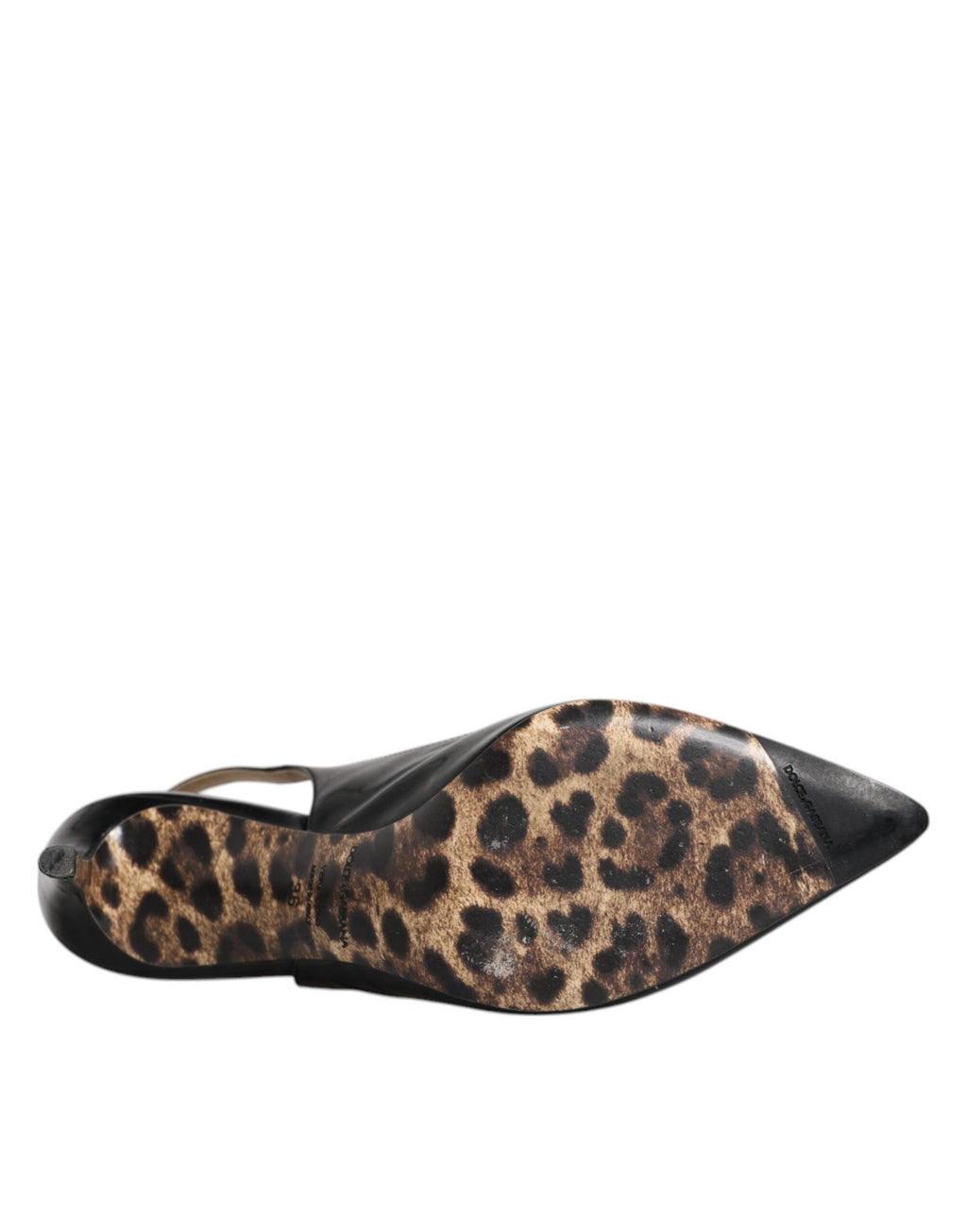 Chaussures à talons hauts en cuir noir Dolce & Gabbana, chaussures à talons en slingback élégantes.