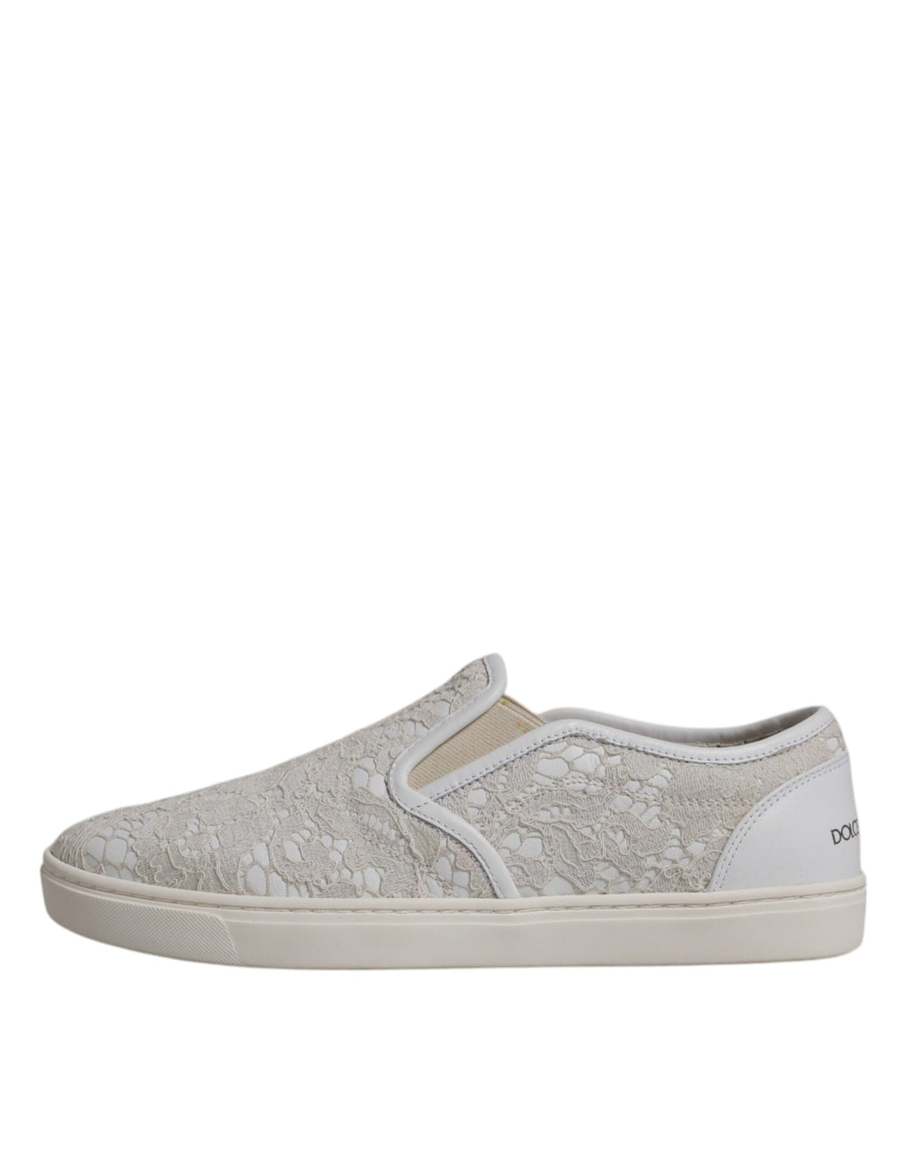 Chaussures Dolce & Gabbana mocassins en dentelle blanche à motifs floraux, slip-on élégants pour femmes.