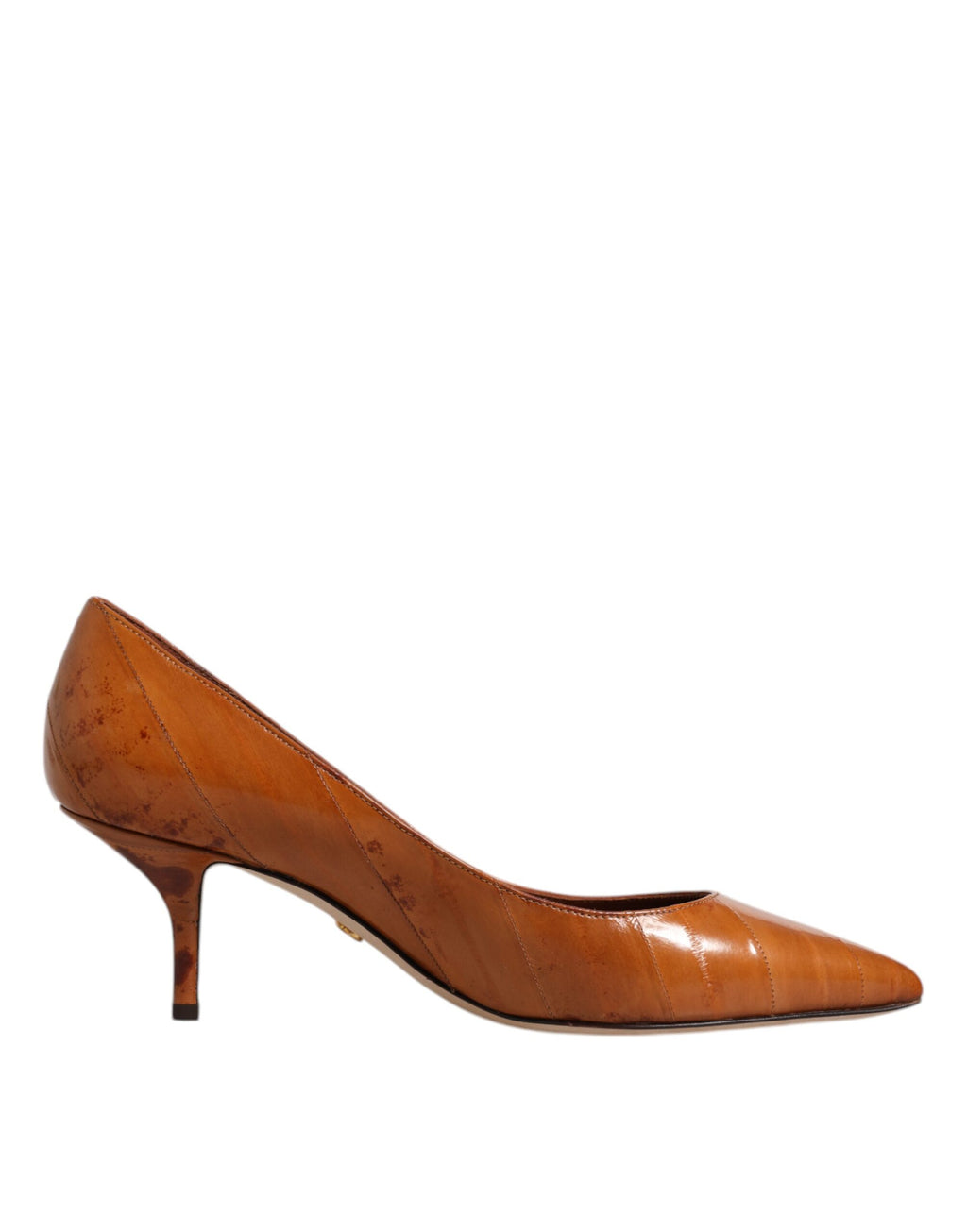Chaussures à talons kitten en cuir marron Dolce & Gabbana, pompes élégantes pour femmes, vue de profil