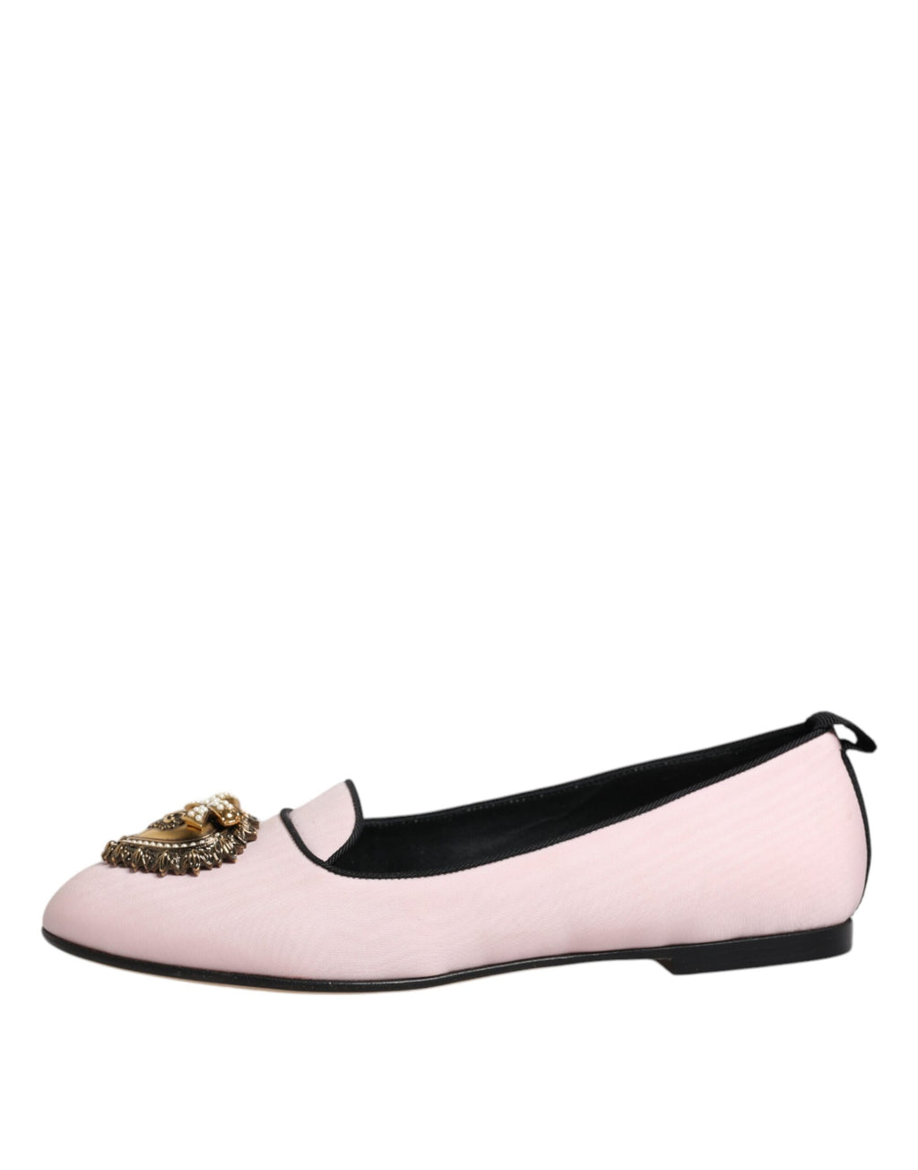 Chaussures Dolce & Gabbana, slippers en velours rose clair, mocassins plats slip-on pour femme, élégantes et confortables.