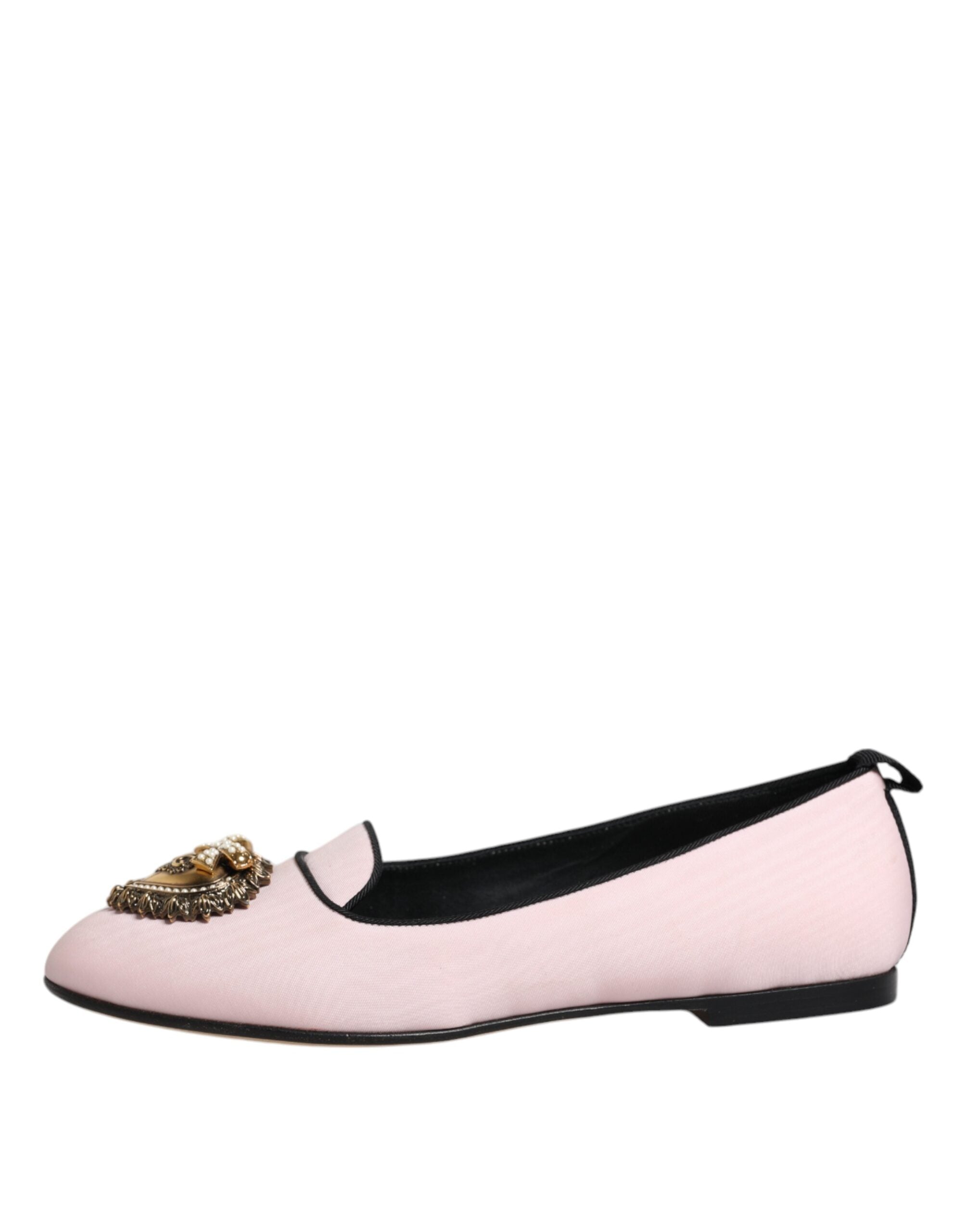 Chaussures Dolce & Gabbana, slippers en velours rose clair, mocassins plats slip-on pour femme, élégantes et confortables.