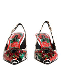 Chaussures à talons Dolce & Gabbana en cuir multicolore avec cristaux et bride arrière, élégantes et sophistiquées.