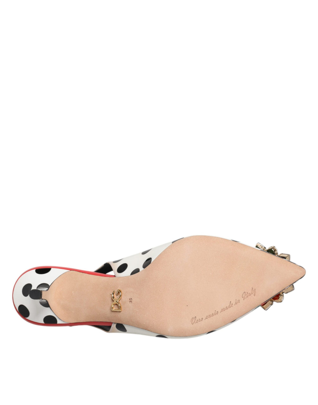 Escarpins à talons en cuir multicolore avec cristaux et bride arrière, chaussures Dolce & Gabbana élégantes.