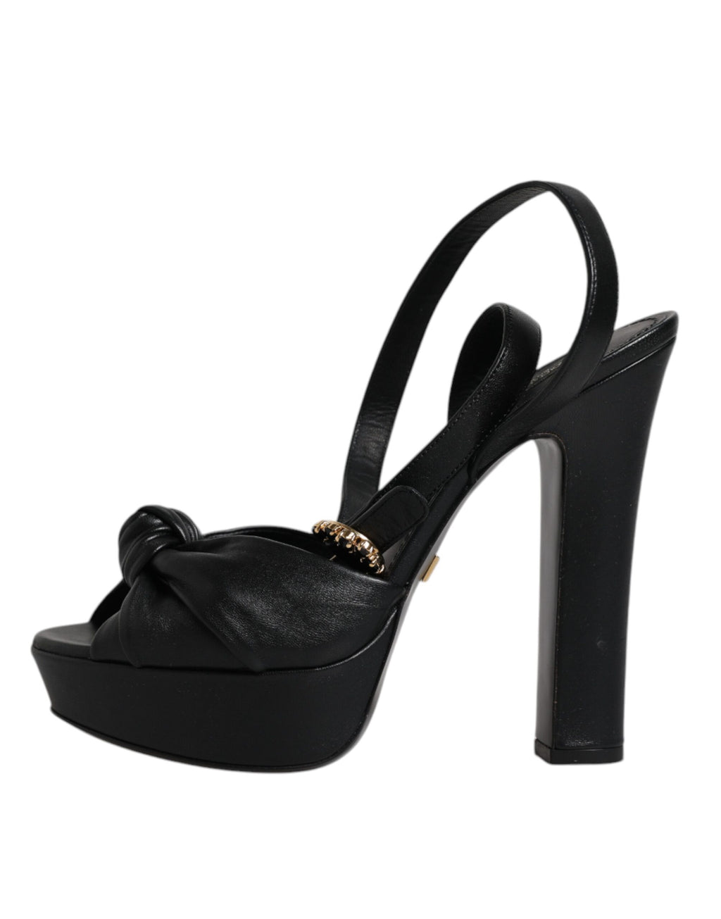 Sandales à talons plateforme en cuir noir de Dolce & Gabbana, chaussures élégantes avec bride à talon haut et design sophistiqué.