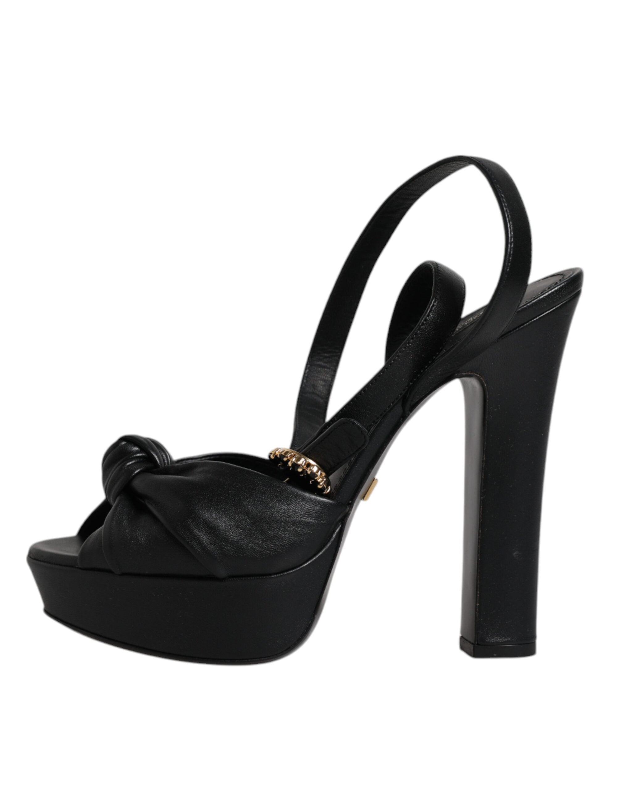 Sandales à talons plateforme en cuir noir de Dolce & Gabbana, chaussures élégantes avec bride à talon haut et design sophistiqué.