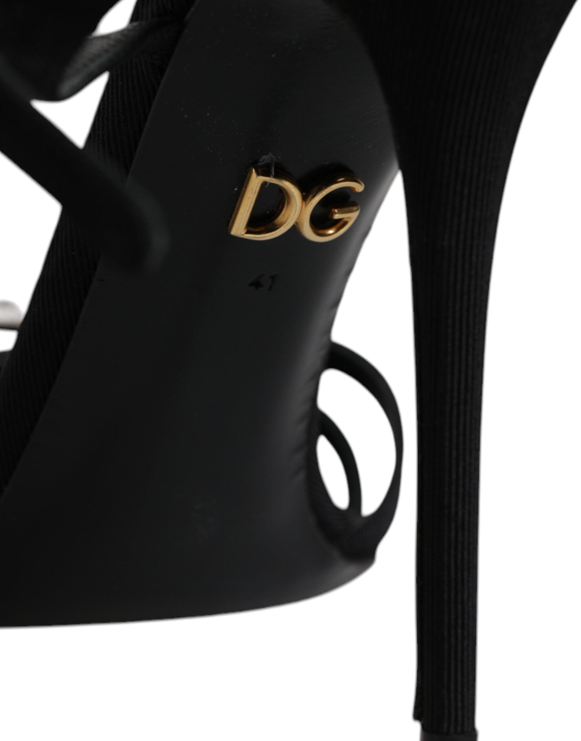 Sandales à talons noires en cuir Dolce & Gabbana avec cristaux, élégantes chaussures à talons pour femmes.
