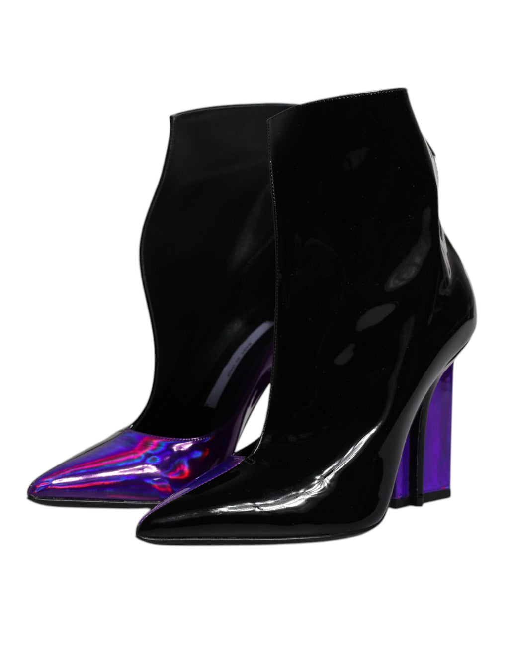 Bottes à talon aigu bout pointu Dolce & Gabbana en violet et noir, bottines élégantes pour femme.