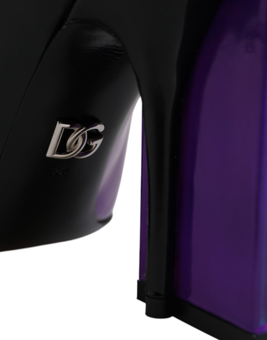 Bottes à talon pointues Dolce & Gabbana, style ankle, en cuir violet et noir, chaussures élégantes pour femmes.