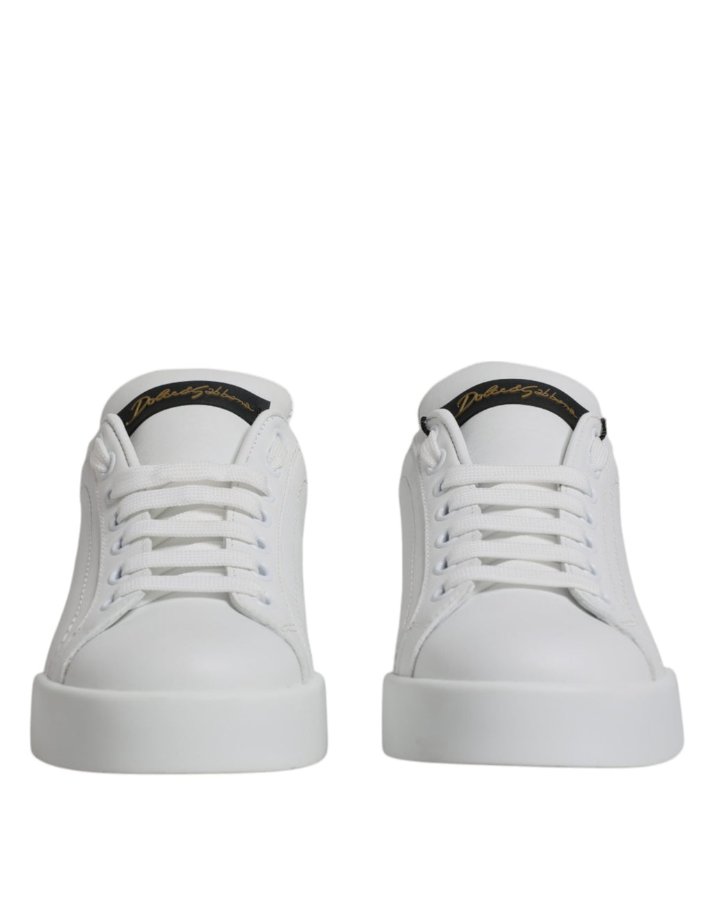 Chaussures sneakers basses en cuir blanc de Dolce & Gabbana, style classique et élégant pour hommes.