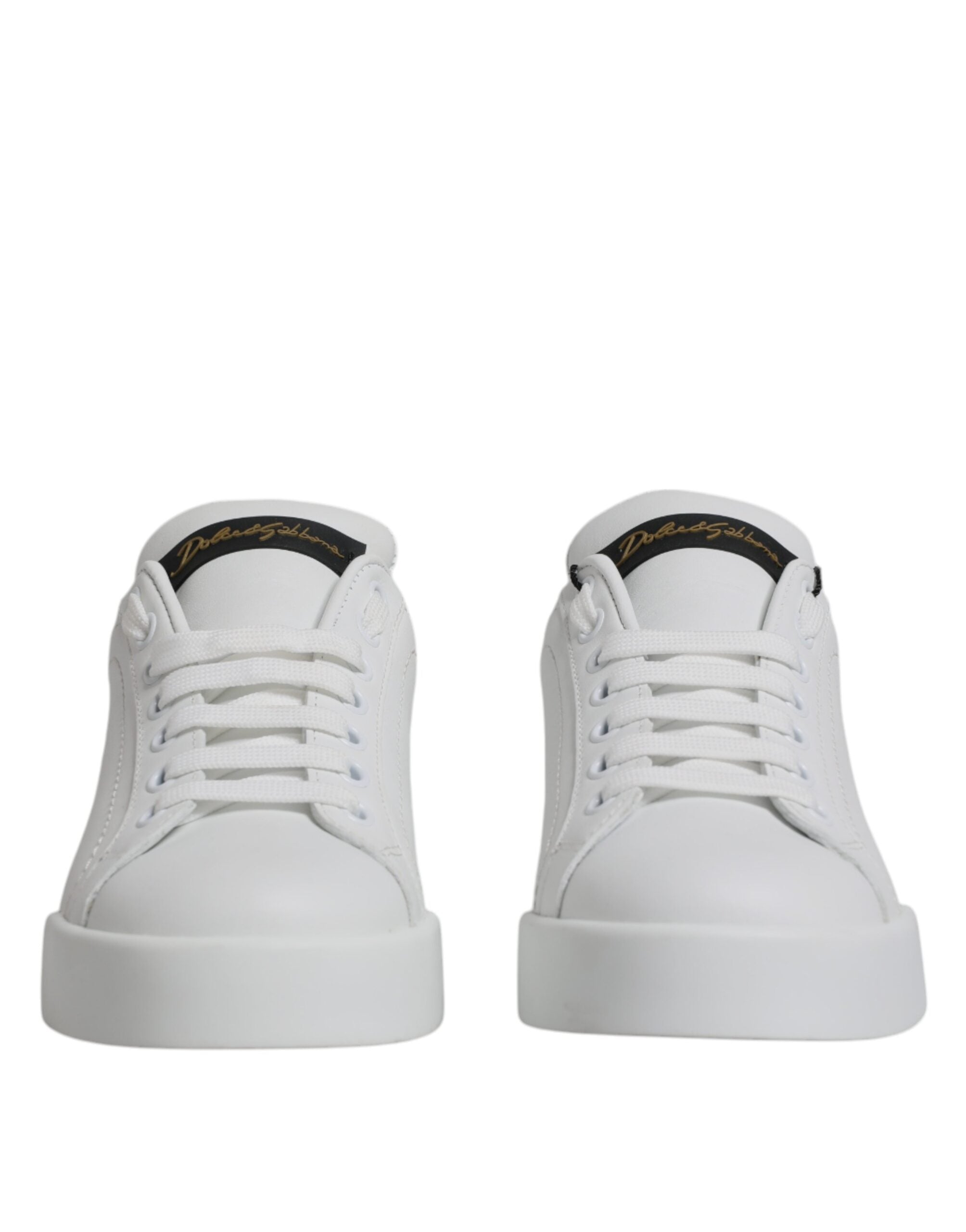 Chaussures sneakers basses en cuir blanc de Dolce & Gabbana, style classique et élégant pour hommes.