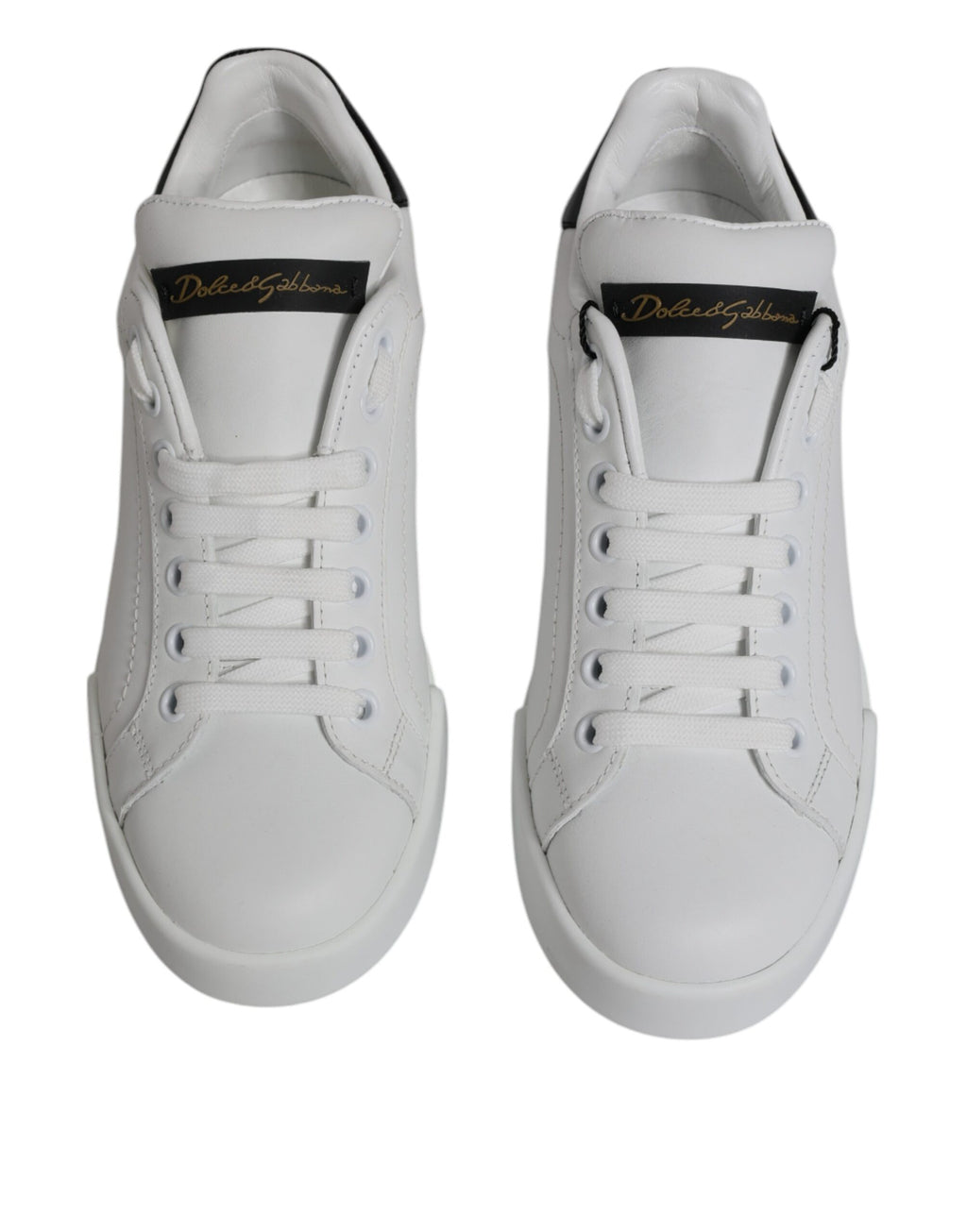 Chaussures sneakers basses en cuir blanc Dolce & Gabbana, style classique et élégant pour homme.