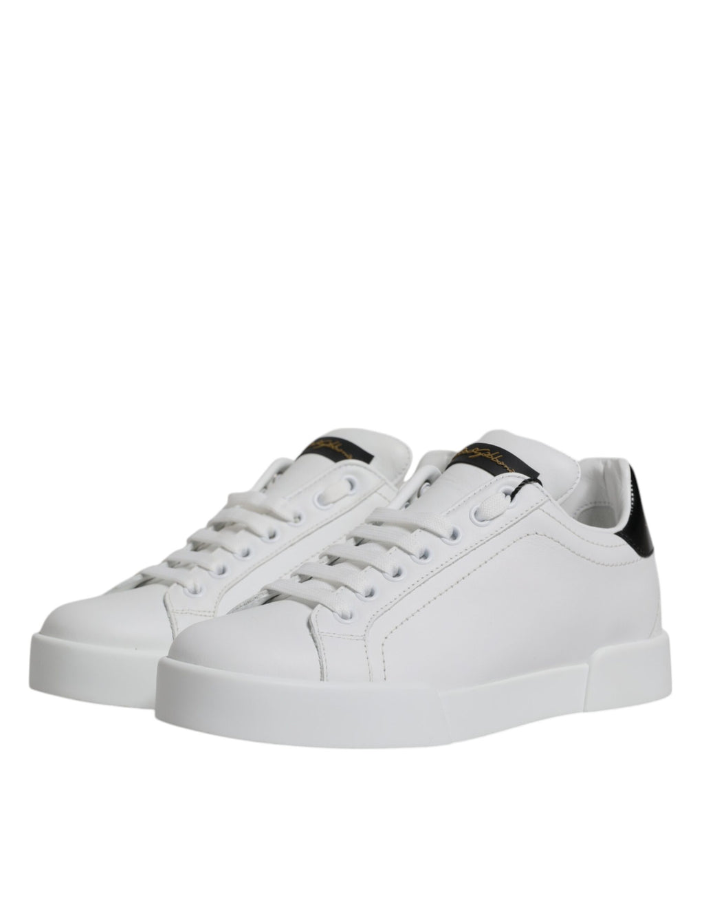 Chaussures sneakers basses en cuir blanc Dolce & Gabbana, style classique et élégant pour homme.