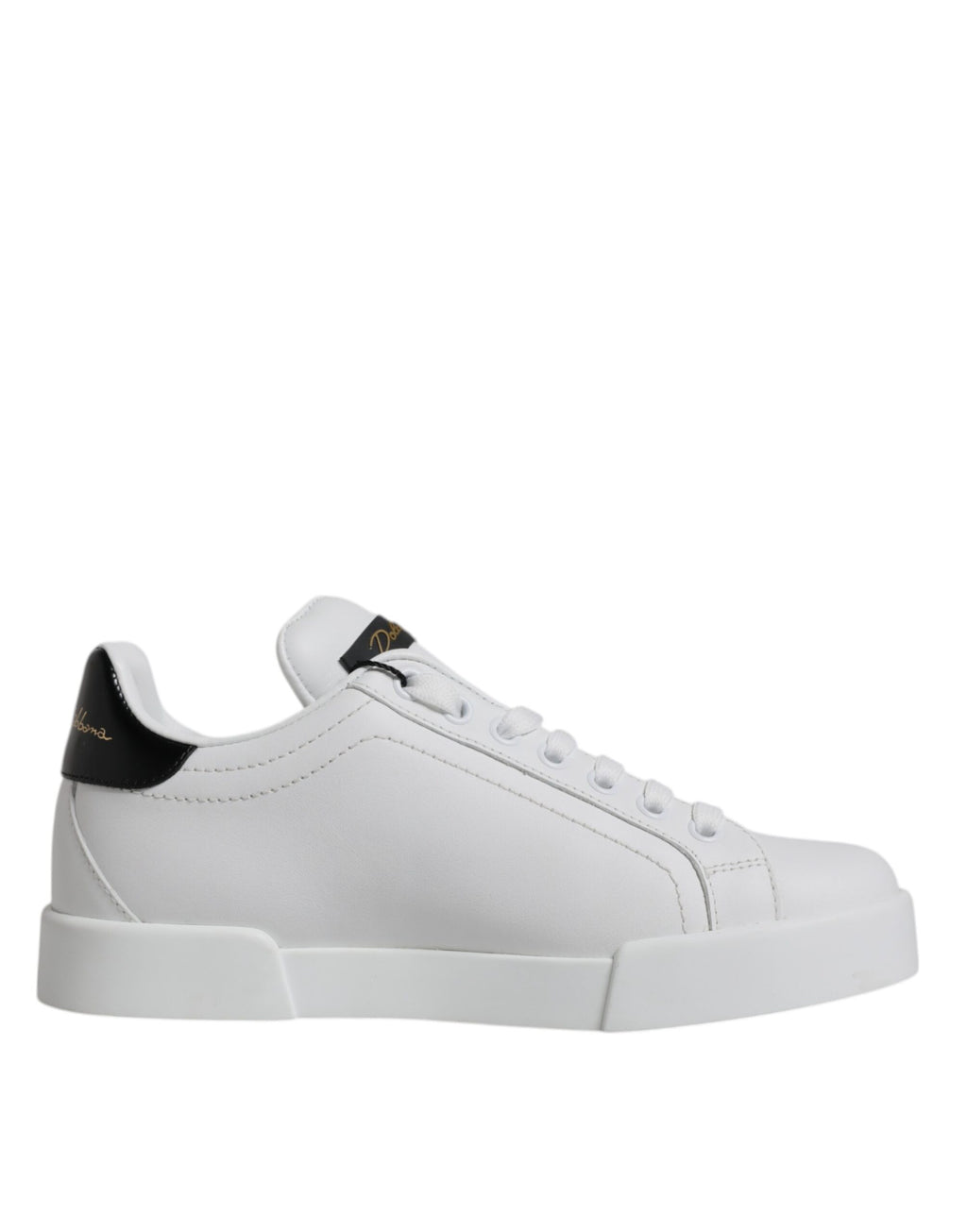 Chaussures Dolce & Gabbana sneakers blanches en cuir, baskets basses classiques pour homme ou femme, style élégant et décontracté.