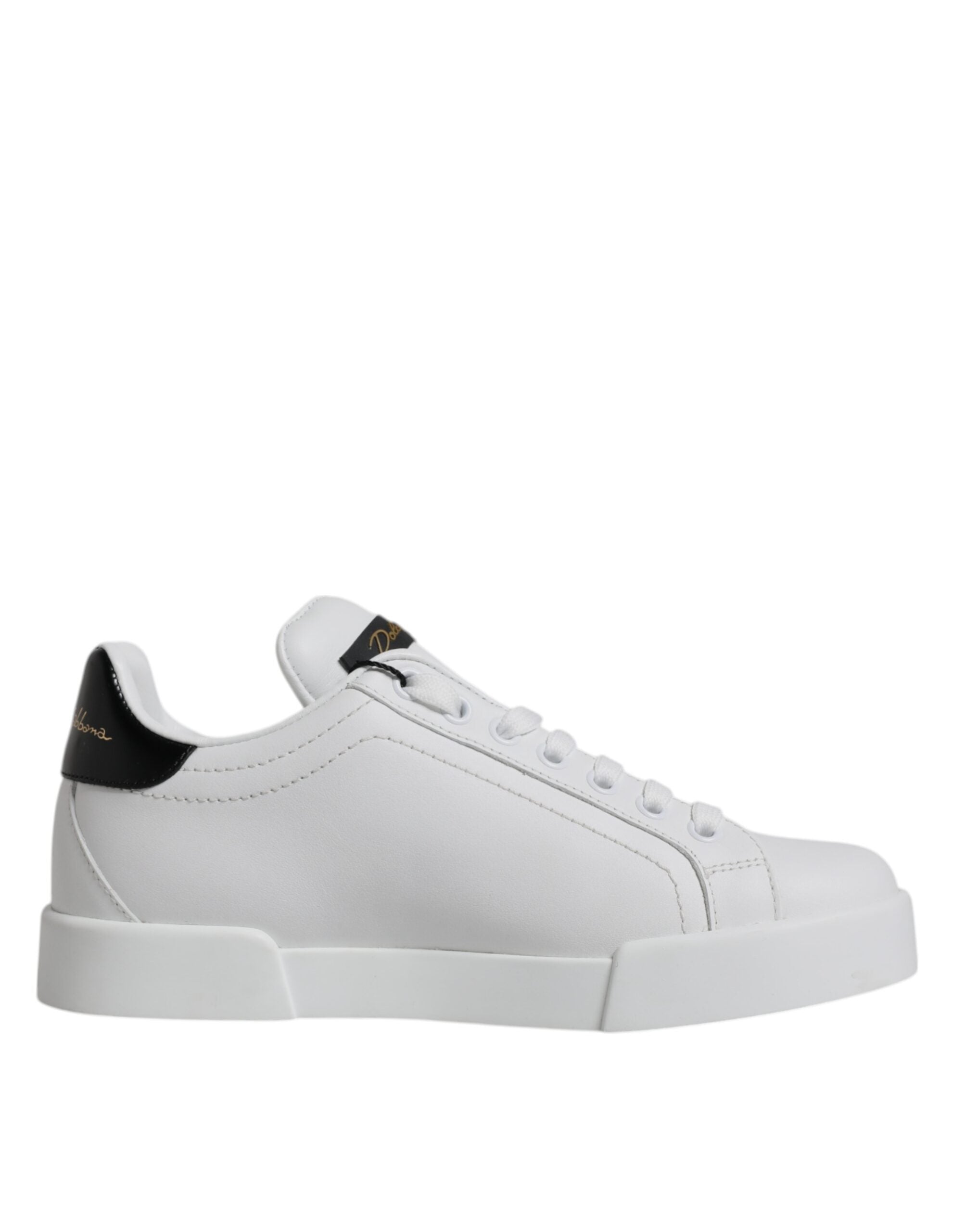 Chaussures sneakers basses en cuir blanc Dolce & Gabbana, style classique et élégant pour homme.