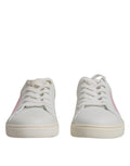 Chaussures sneakers blanches en cuir de veau classique Dolce & Gabbana, vue de face.