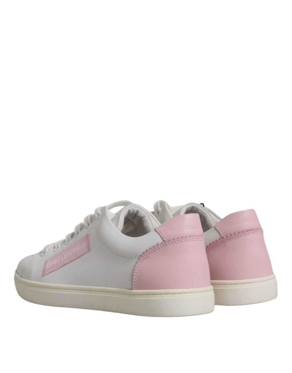 Chaussures sneakers blanches en cuir de veau Dolce & Gabbana, style classique et élégant pour homme.