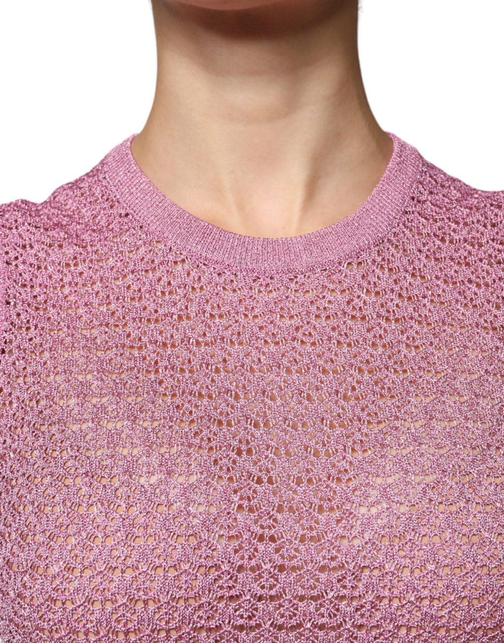 Débardeur sans manches en mesh rose de Dolce & Gabbana, transparent, léger et élégant, pour un style tendance et sophistiqué.
