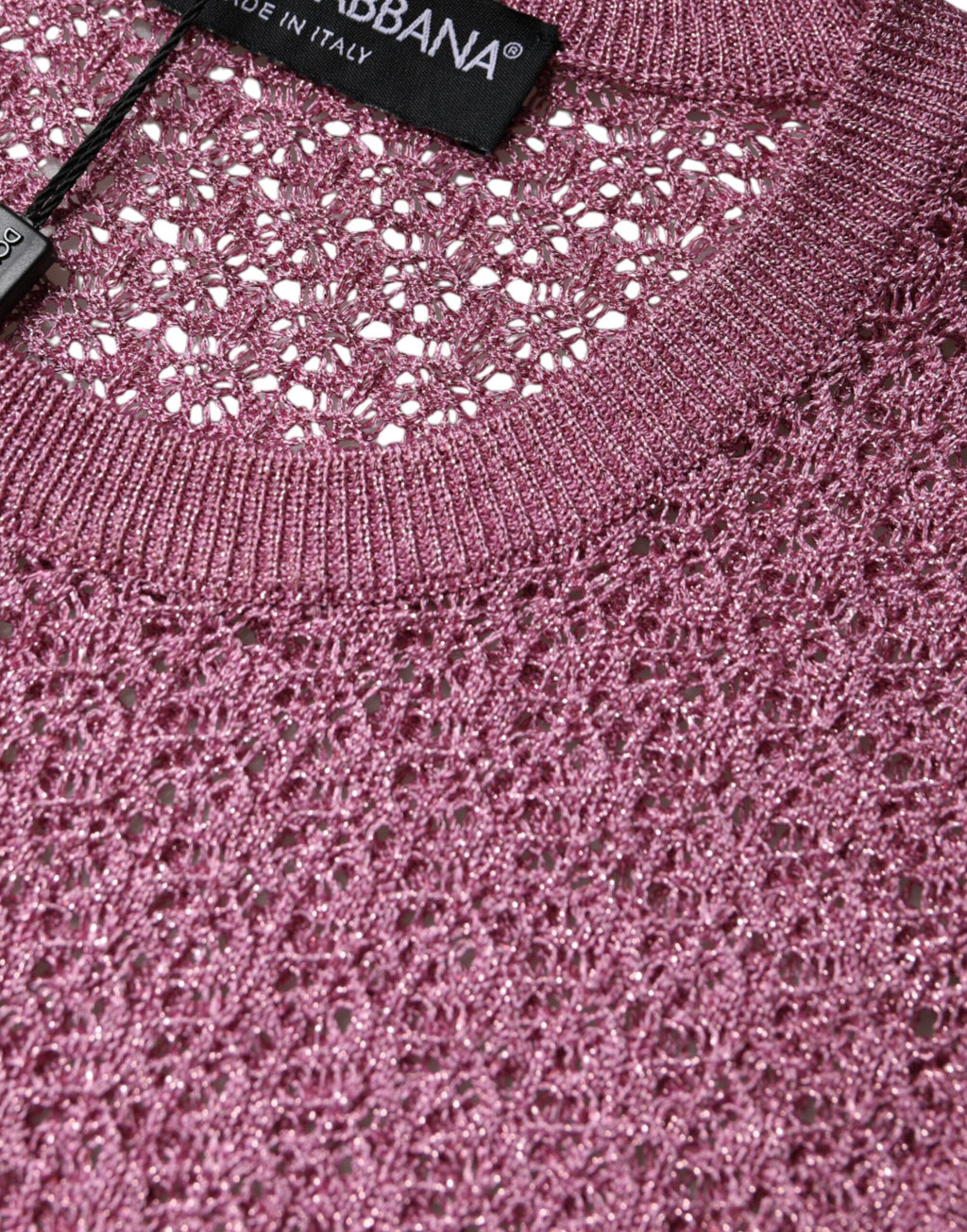 Débardeur sans manches en mesh rose transparent de Dolce & Gabbana, tissu léger et style élégant.