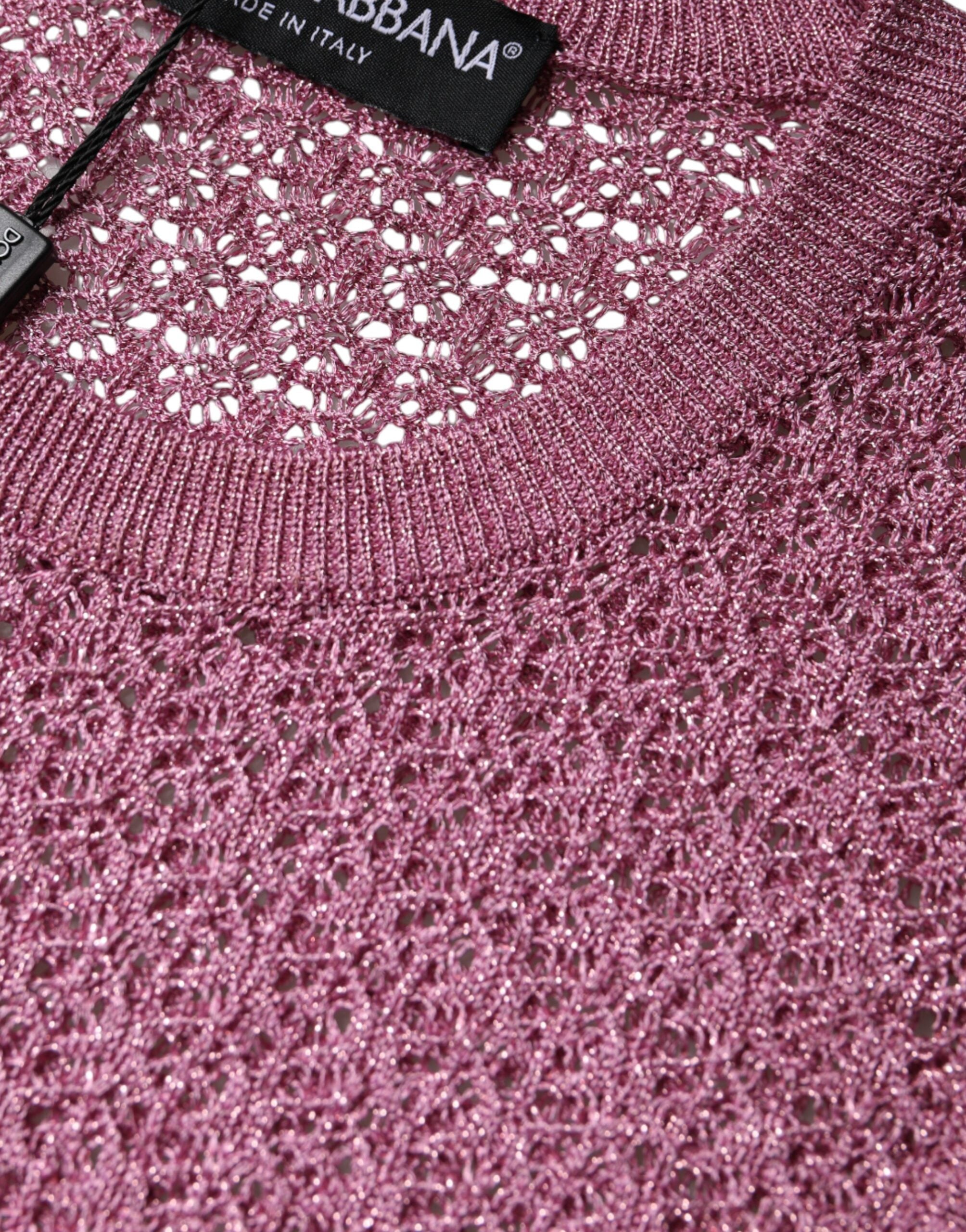Débardeur sans manches en mesh rose transparent de Dolce & Gabbana, tissu léger et style élégant.
