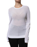 Haut en mesh blanc à manches longues de Dolce & Gabbana, transparent et élégant, pour un style sophistiqué et moderne.