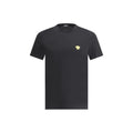 T-shirt en coton noir de la marque Versace, coupe classique avec logo distinctif sur la poitrine.