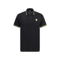 Chemise polo en coton noir de la marque Versace, détails élégants visibles sur l'image.
