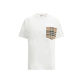 T-shirt blanc en coton de la marque Burberry, vue de face, avec logo discret en relief sur la poitrine.