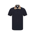 Chemise polo en coton bleu de marque Burberry, avec col classique et logo emblématique visible.