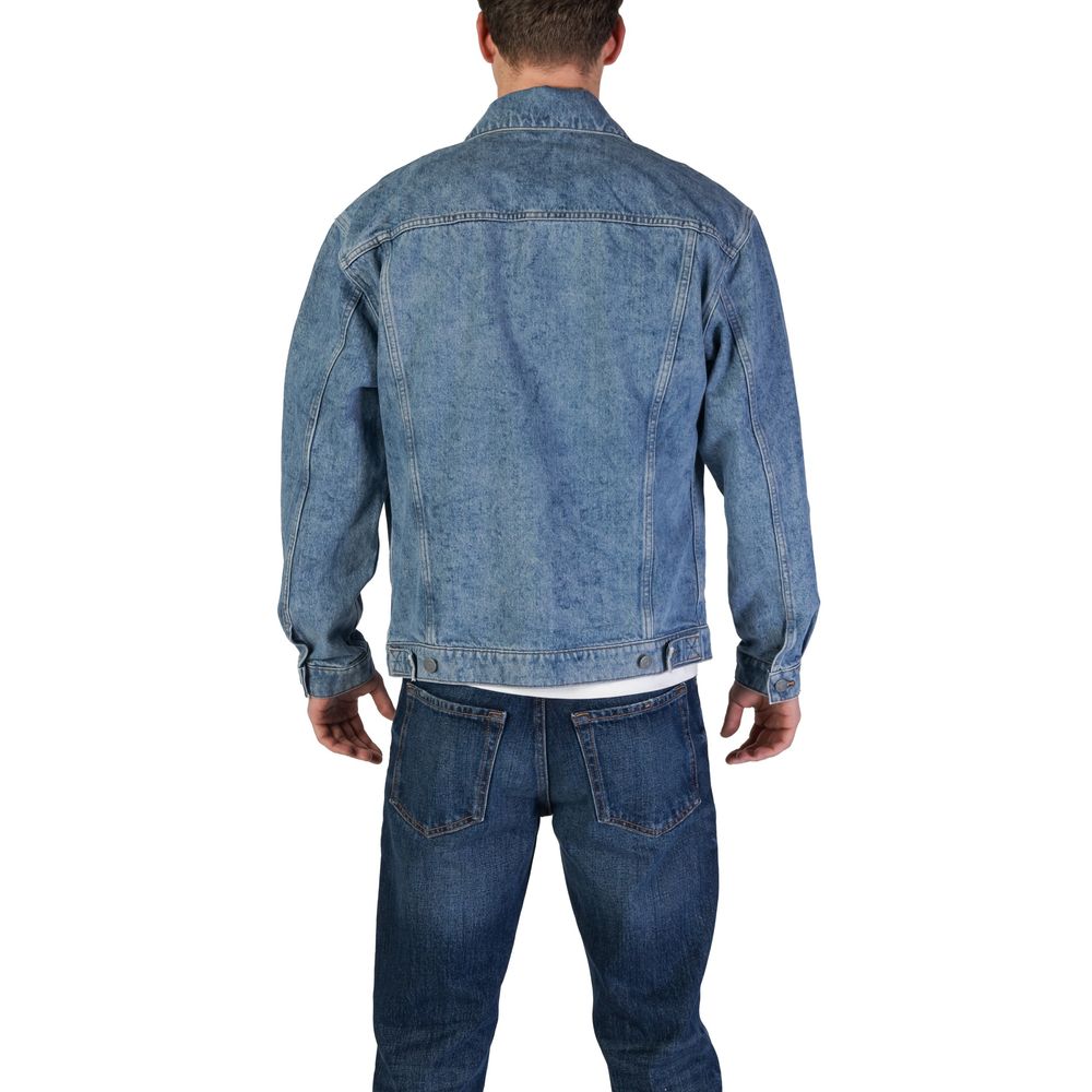 Veste en denim coton bleu clair Hugo Boss, style décontracté avec col classique et boutons, vue de face.