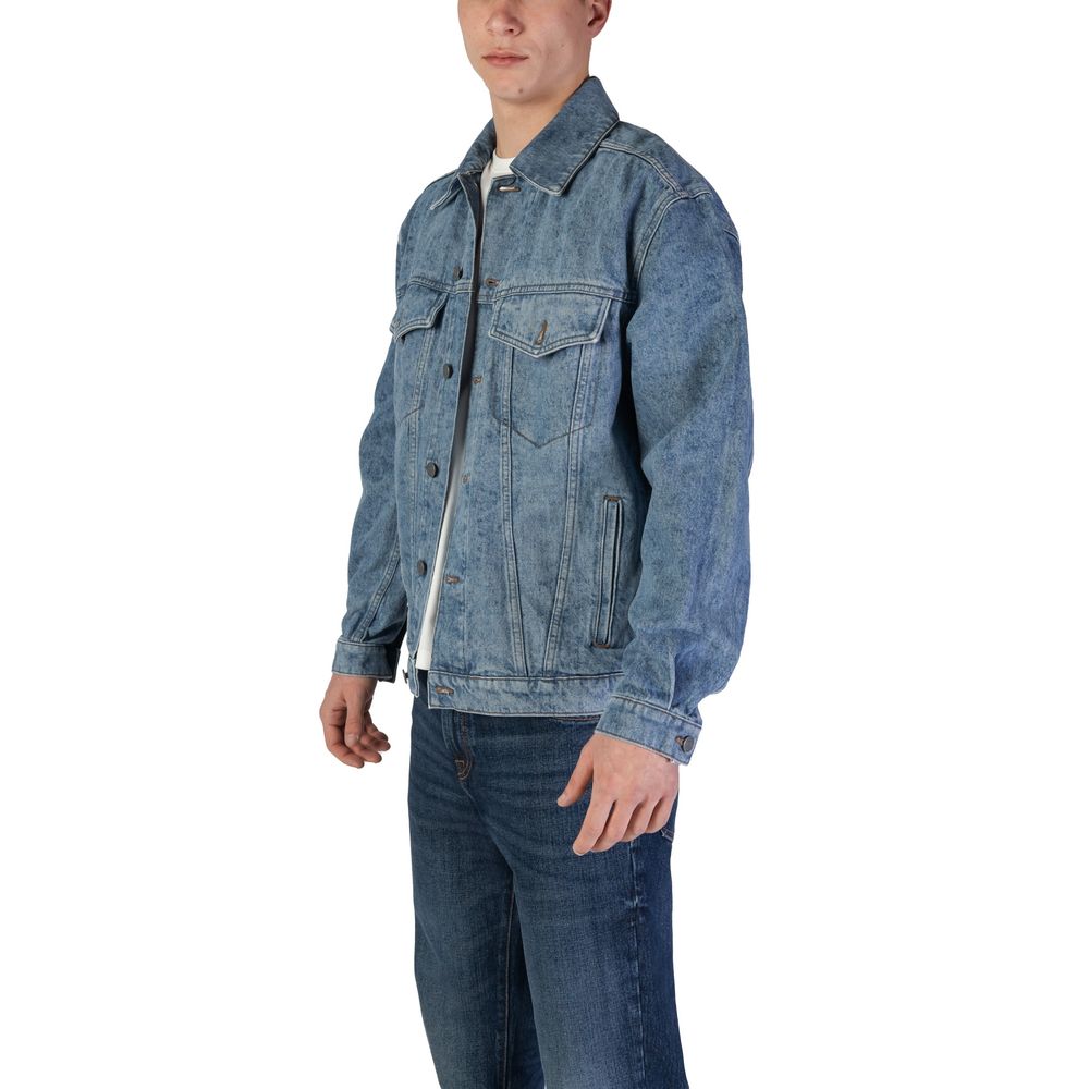Veste en jean en coton bleu clair de Hugo Boss, style décontracté avec col et boutons, pour homme.