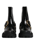 Chaussures de trekking slip-on en cuir noir Dolce & Gabbana, baskets confortables et élégantes pour homme.