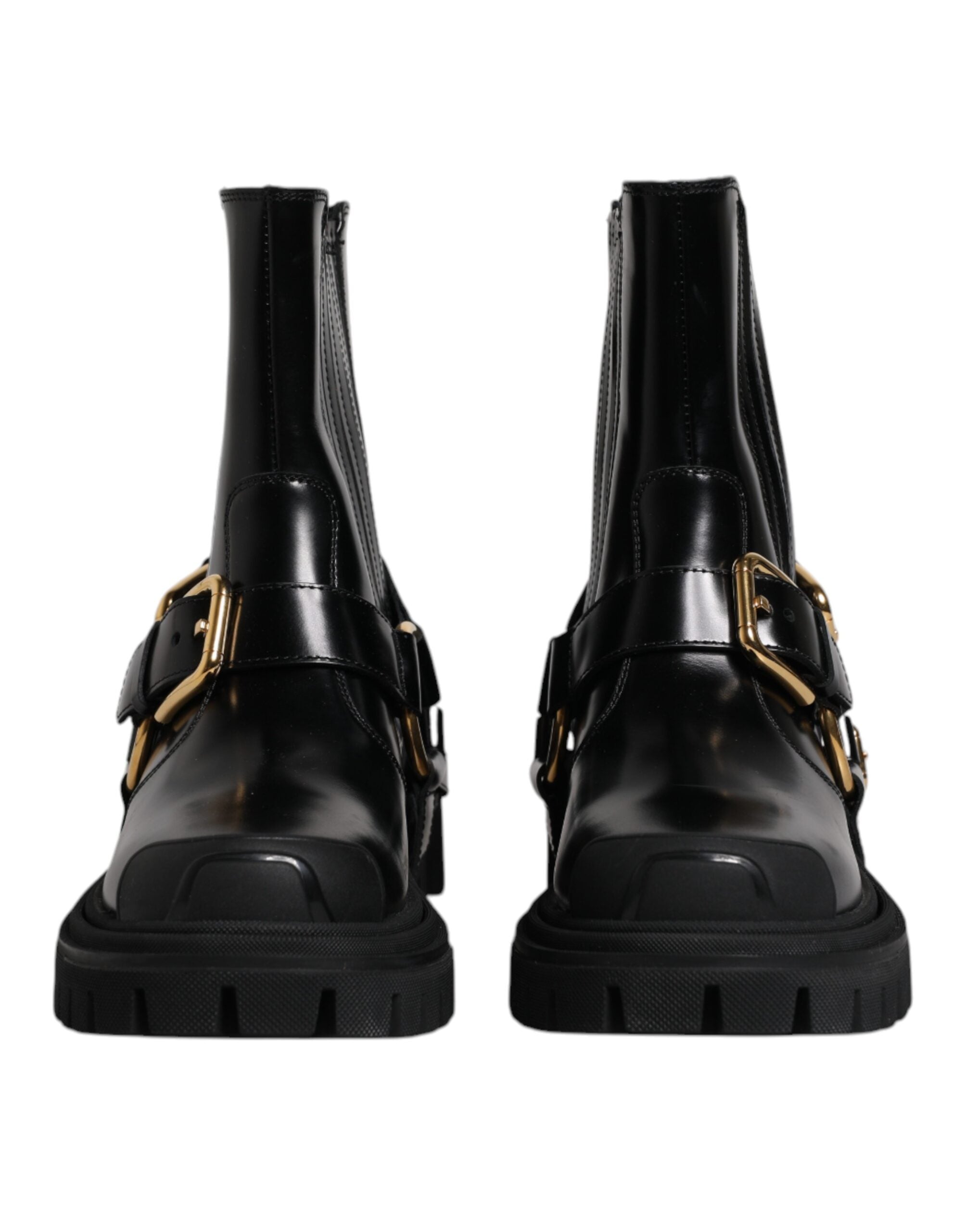Chaussures de trekking slip-on en cuir noir Dolce & Gabbana, baskets confortables et élégantes pour homme.