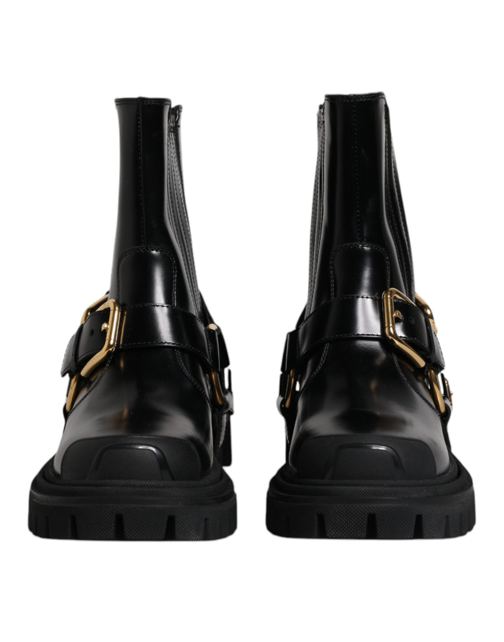 Chaussures de trekking Dolce & Gabbana en cuir noir avec enfournement extensible, style slip-on et semelle robuste.