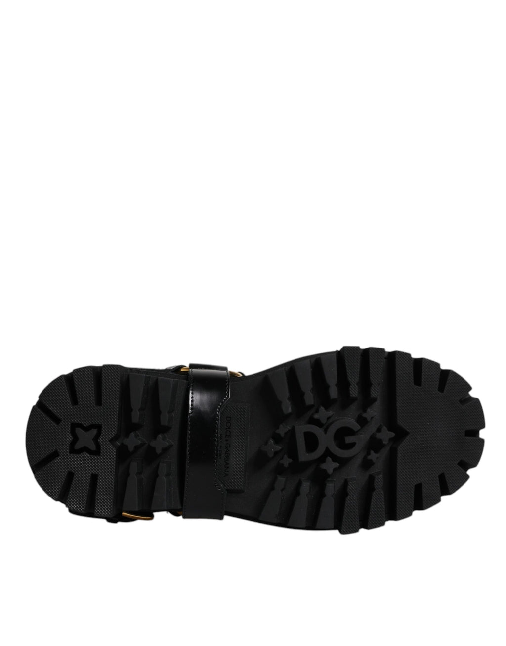 Chaussures de trekking Dolce & Gabbana en cuir noir, chaussures slip-on stretch avec semelle robuste et design élégant.