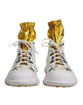 Chaussures sneakers hautes en nylon blanc Dolce & Gabbana Galileo, style moderne et élégant pour femmes et hommes.