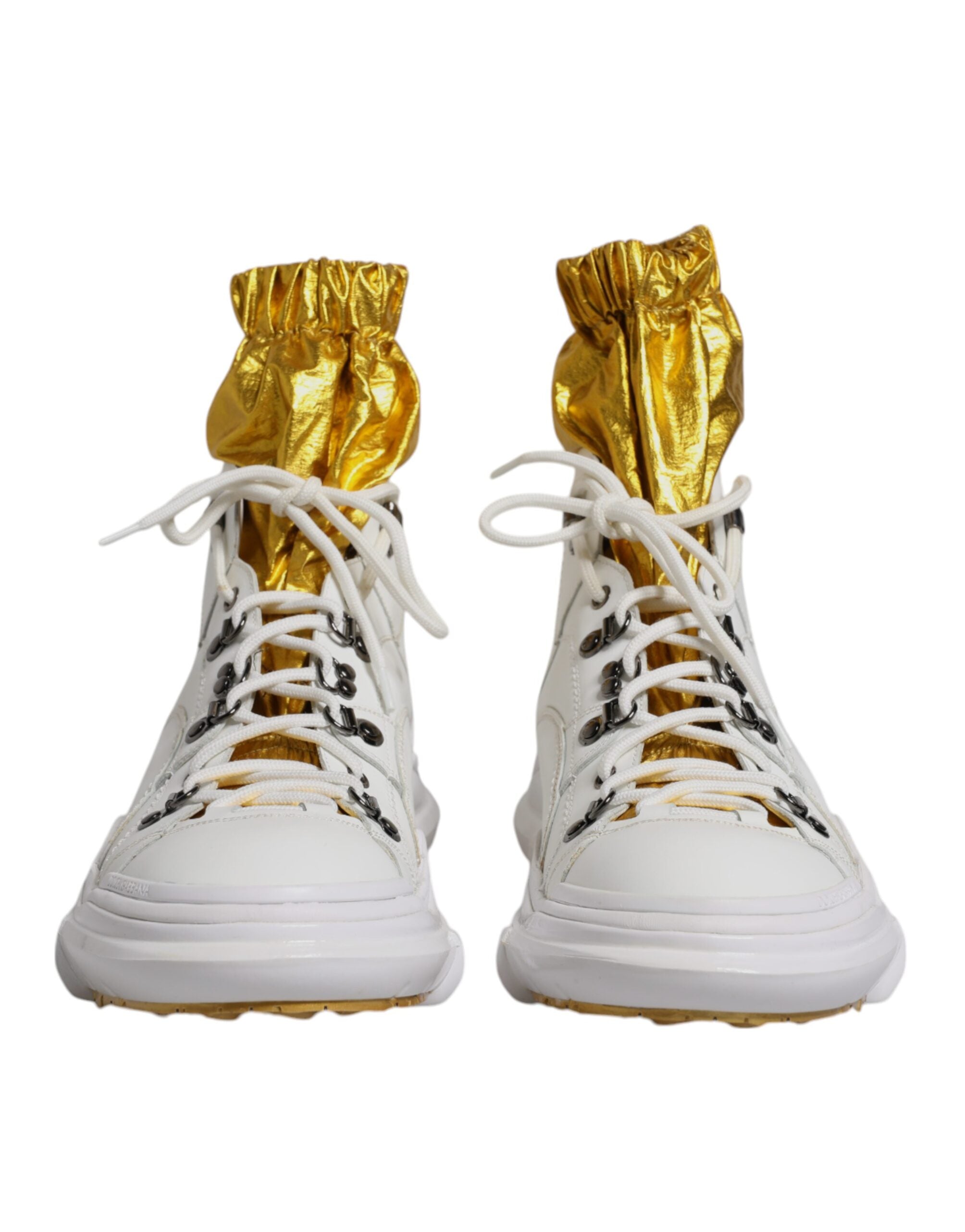 Chaussures sneakers hautes en nylon blanc Dolce & Gabbana Galileo, style moderne et élégant pour femmes et hommes.
