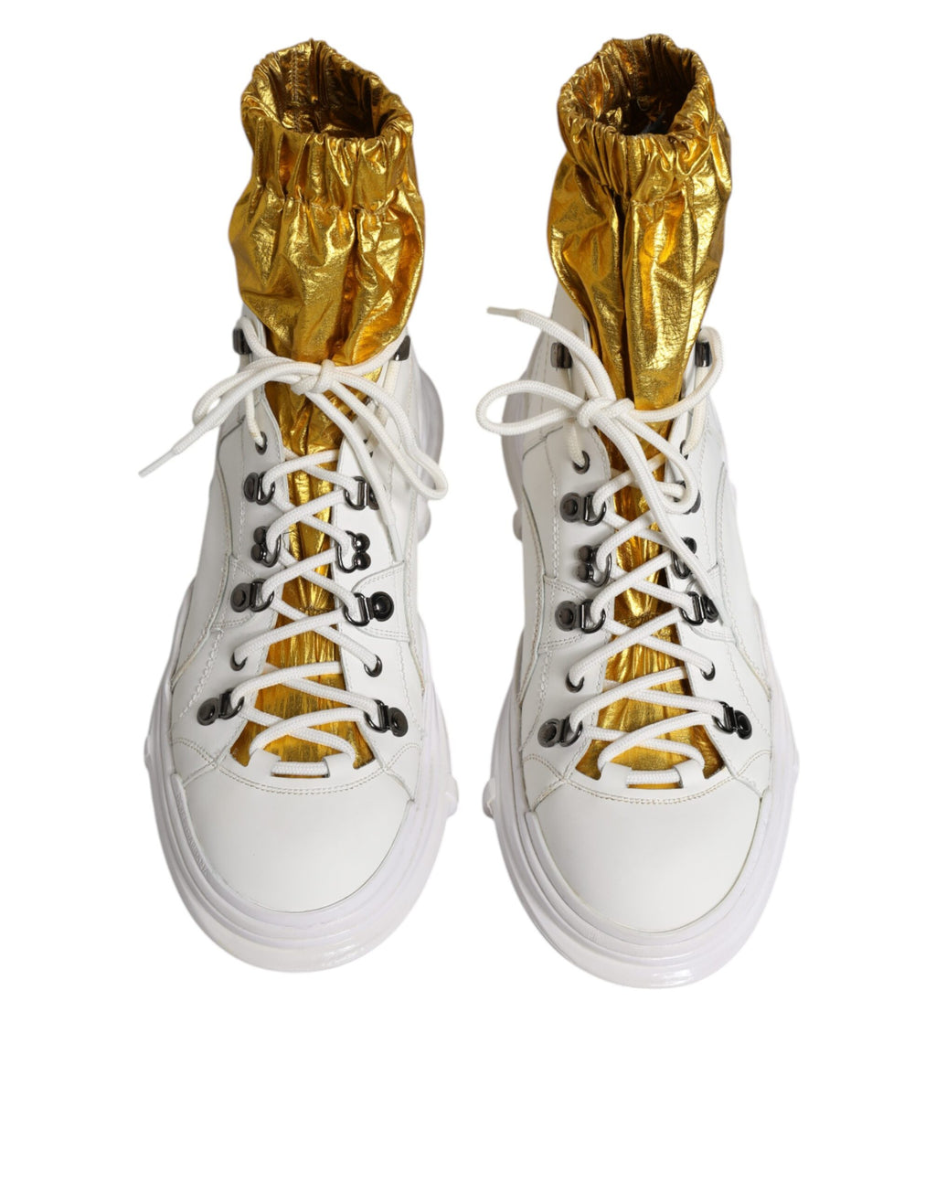 Chaussures sneakers montantes en nylon blanc Dolce & Gabbana Galileo High Top, vue de face