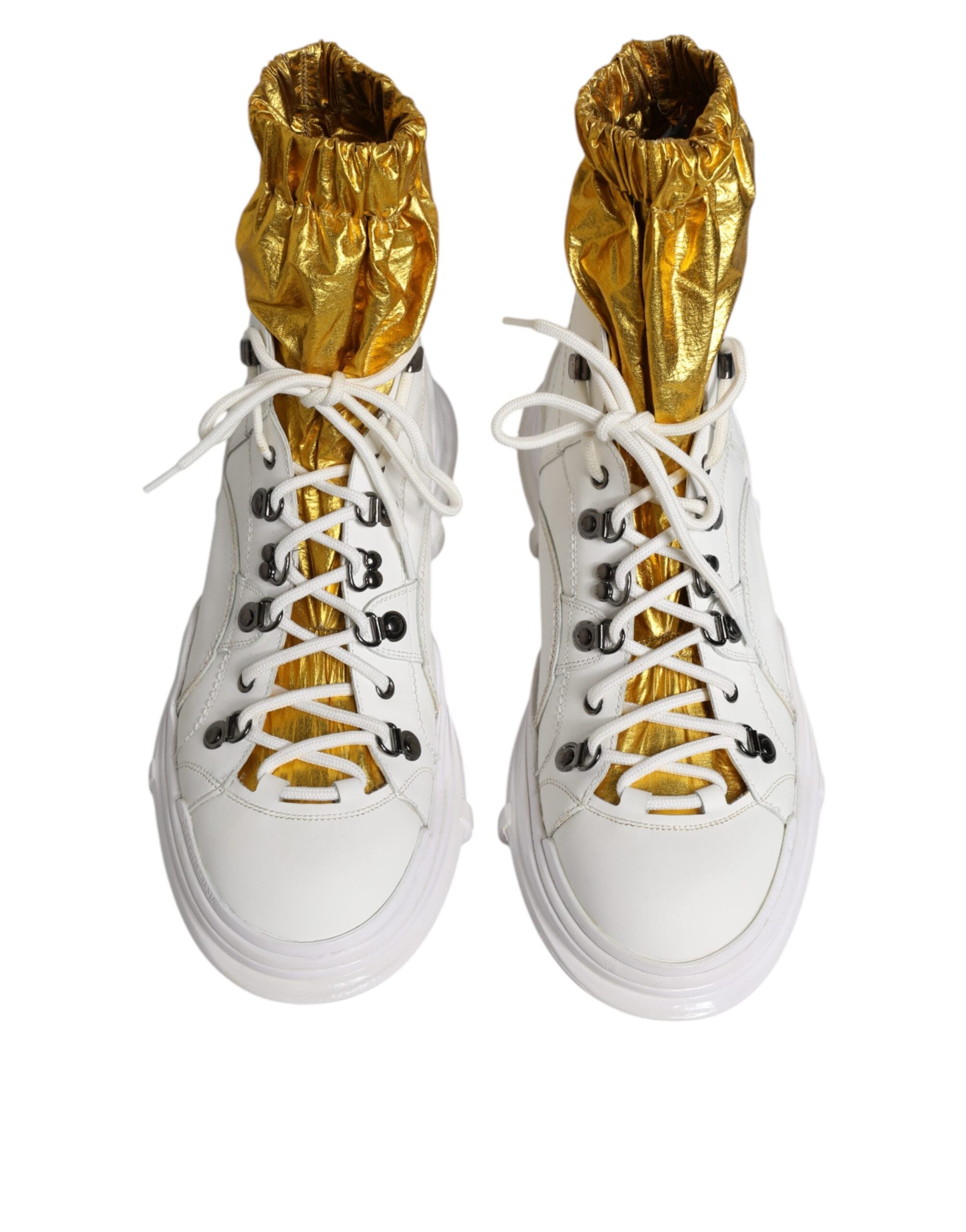 Chaussures sneakers montantes en nylon blanc Dolce & Gabbana Galileo High Top, vue de face