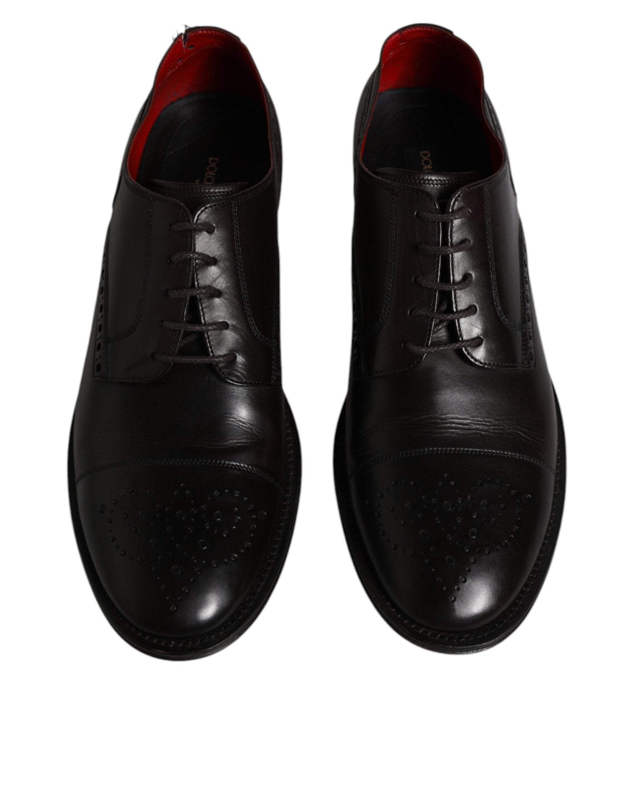Chaussures derby pour homme Dolce & Gabbana en cuir de veau noir, élégantes et sophistiquées.