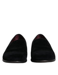 Chaussures formelles pour homme Dolce & Gabbana en velours noir, mocassins élégants pour occasions habillées.