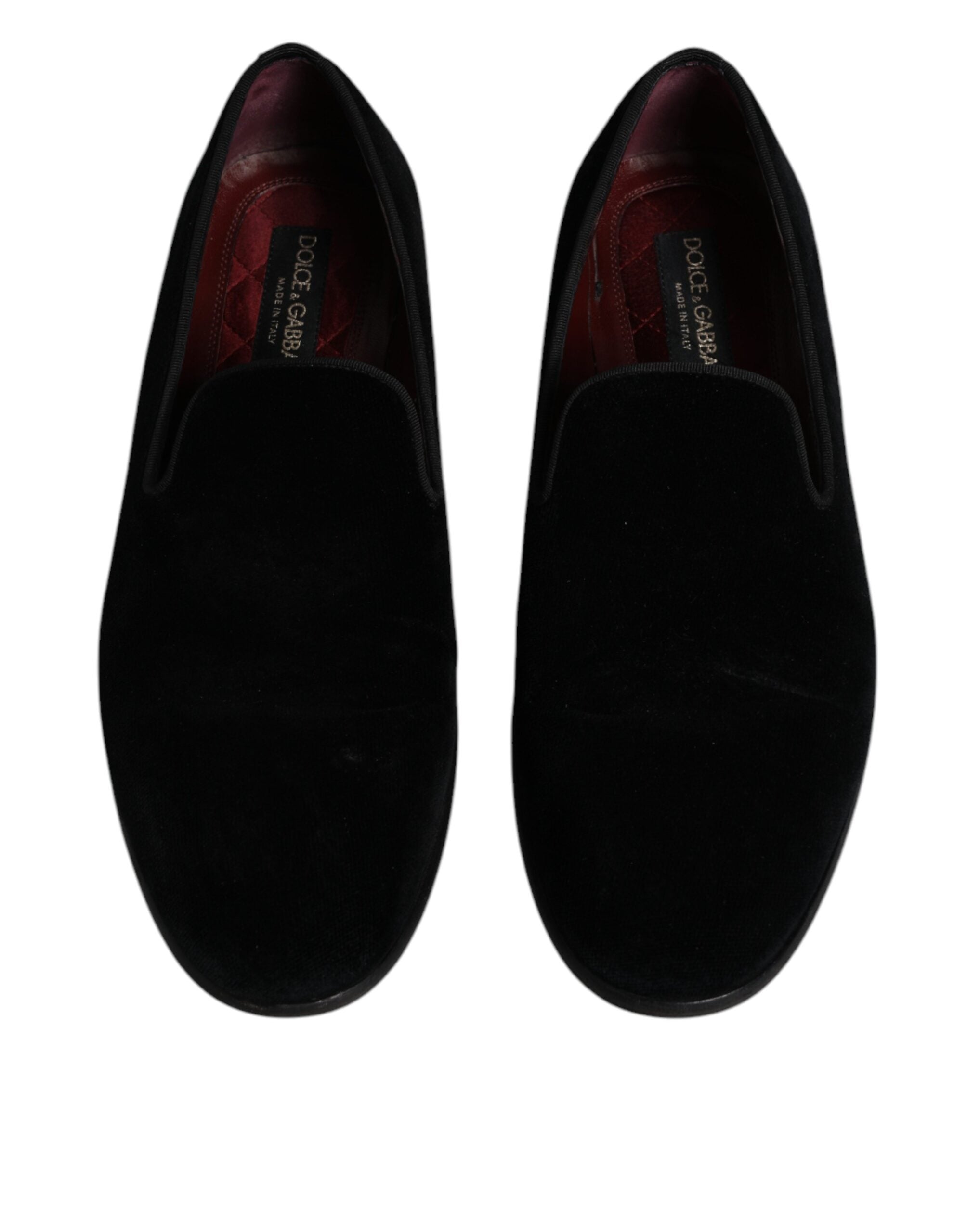 Chaussures de ville en velours noir Dolce & Gabbana pour hommes, mocassins formels élégants et sophistiqués.