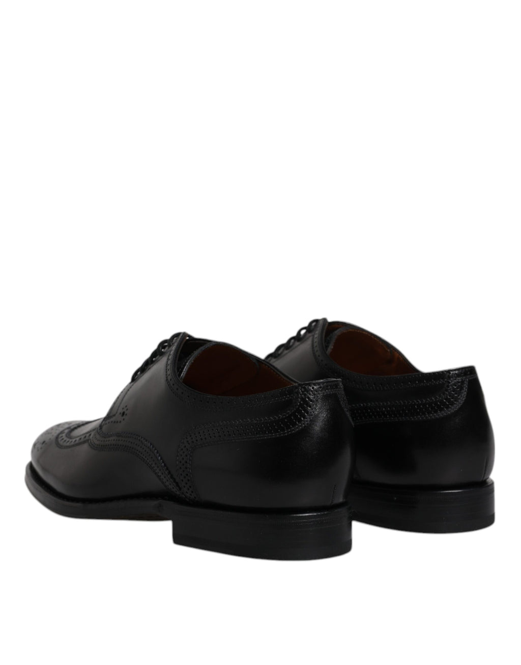 Chaussures derby wingtip en cuir noir de Dolce & Gabbana, chaussures formelles élégantes pour homme