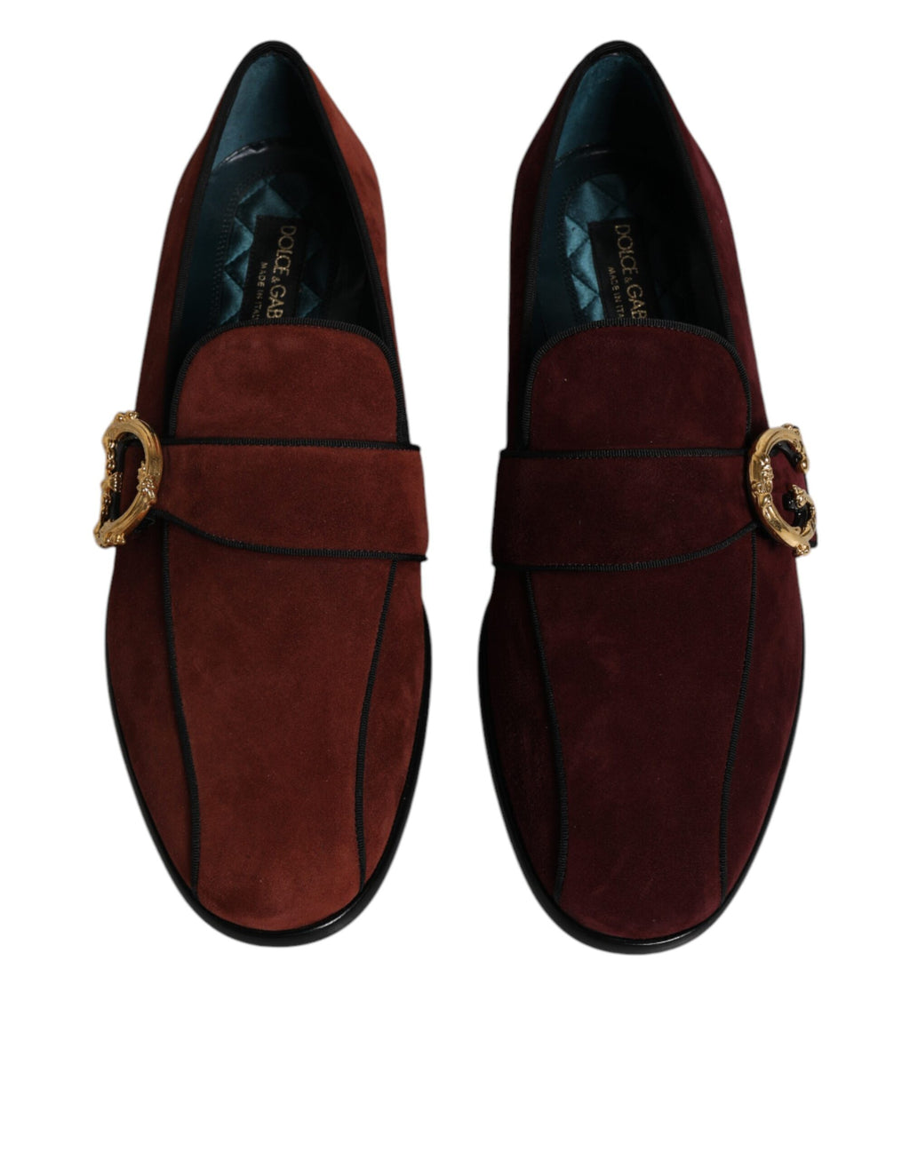 Mocassins en daim Bordeaux Dolce & Gabbana pour hommes, chaussures formelles élégantes et sophistiquées.