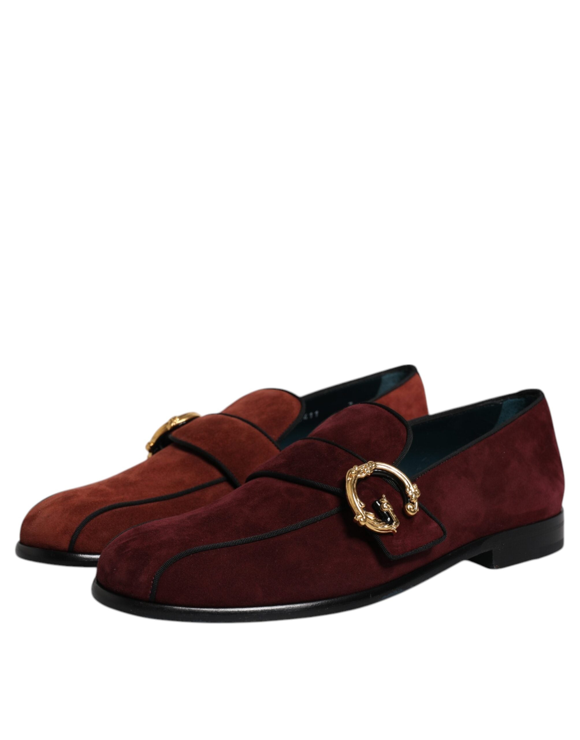 Mocassins en daim Bordeaux Dolce & Gabbana pour homme, chaussures de ville élégantes et formelles.